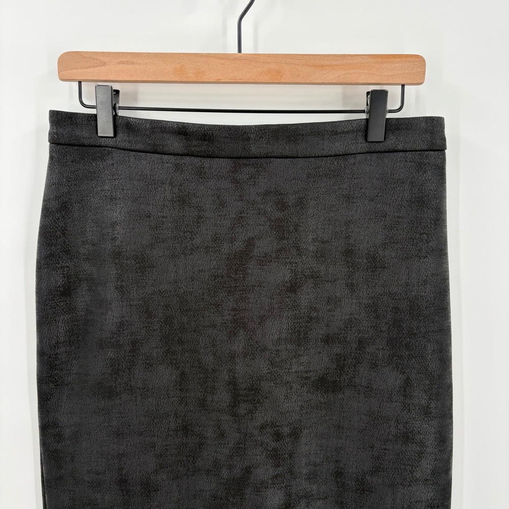 Ronen Chen Black Textured Faux Leather Pencil Skirt US 2 Made in Israel - Picture 4 of 7